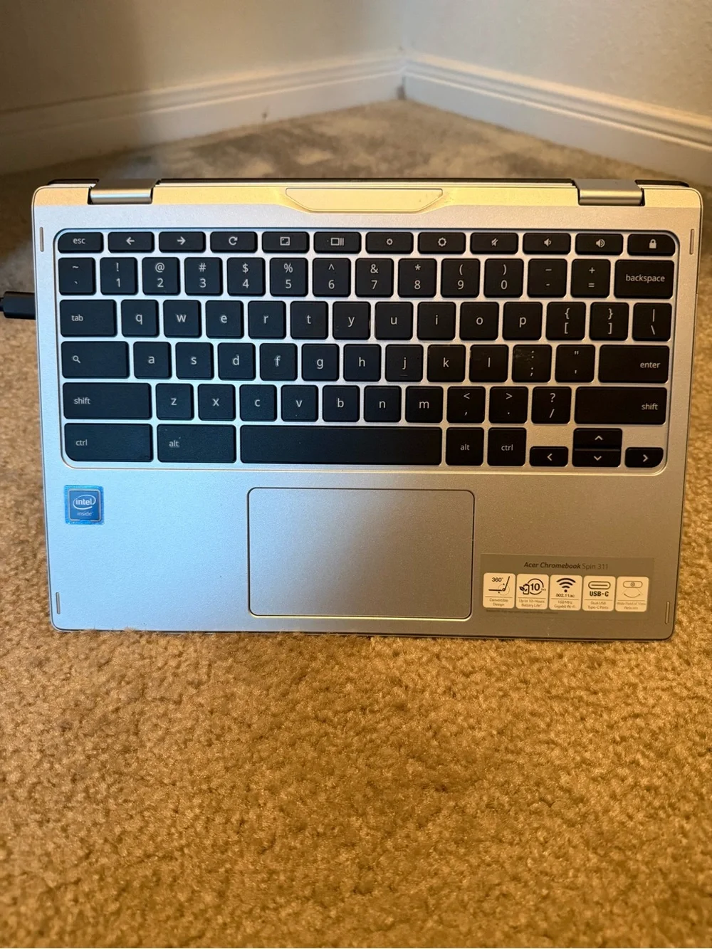 Acer Chromebook Spin 311 Two-Tone Silver and Black Convertible Laptop
